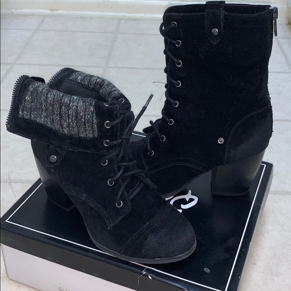 Black suede fold over boots